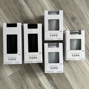 Hobby Lobby 20pc Plastic Tumblers w Lids Black Gray DIY Cricut Vinyl Craft Cups